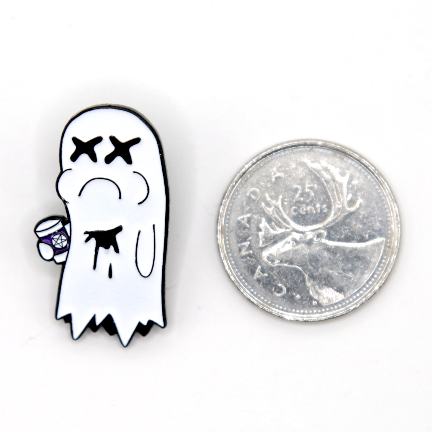 Ghost Who Has Spilled Their Coffee 1.25" Enamel Pin