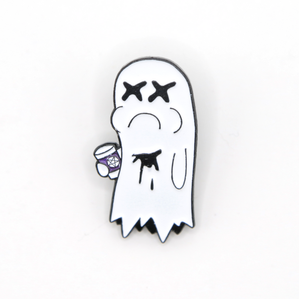 Ghost Who Has Spilled Their Coffee 1.25" Enamel Pin